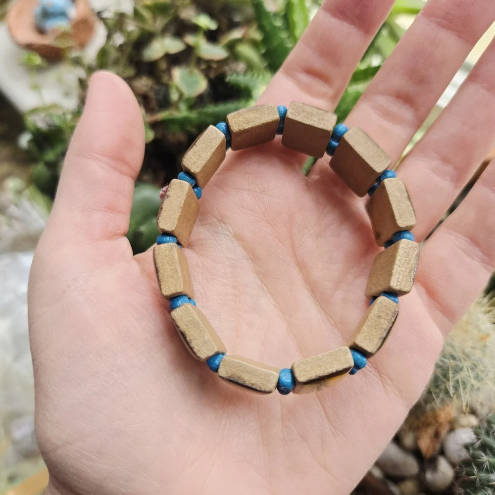 Vintage Vegetable Boho Bohemian Wooden Bead Beaded Stretch Bracelet